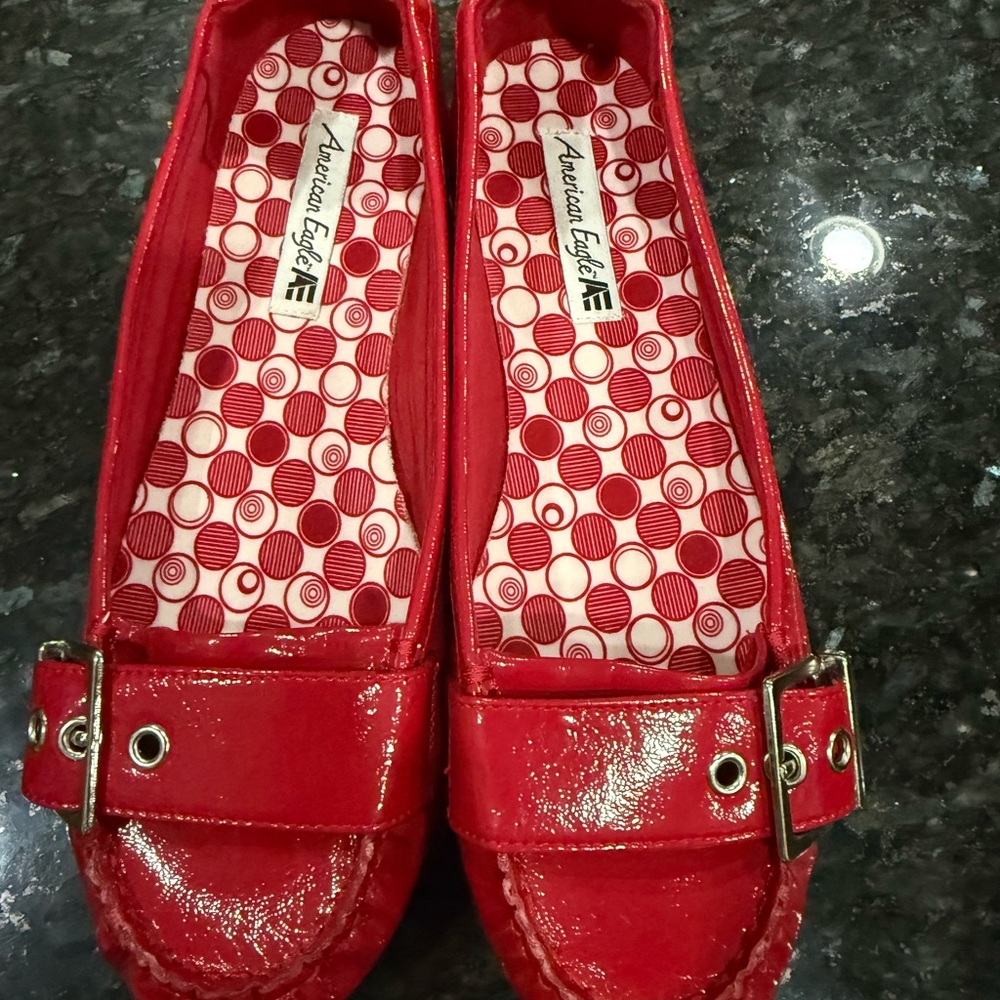 American Eagle Outfitters Red & Silver Loafers